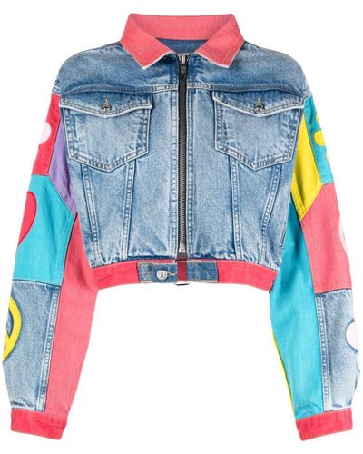 Moschino Jeans Graphic-Print Cotton Jacket - Blue