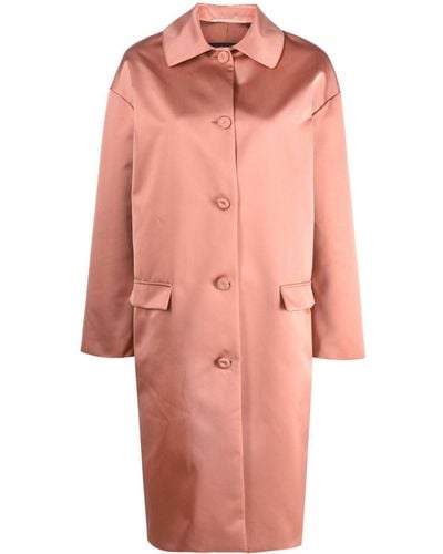 Rochas Single-Breasted Satin Coat - Pink