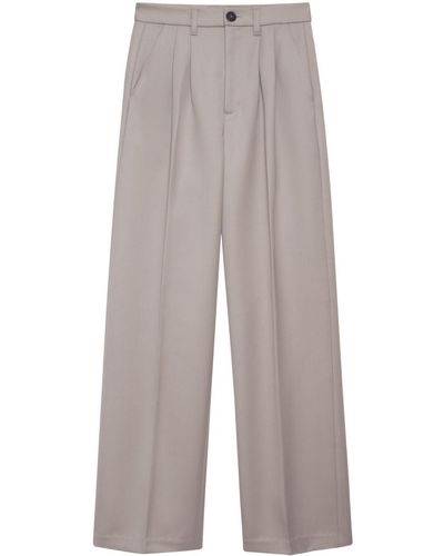 Anine Bing Carrie Pressed-Crease Tailored Pants - Gray