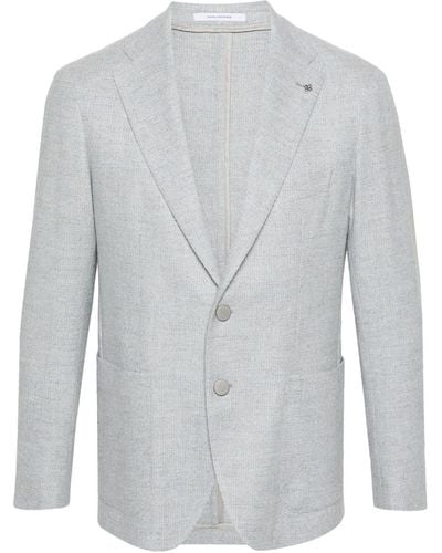 Tagliatore Single-Breasted Tweed Blazer - Grey