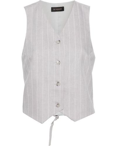 ANDAMANE Pinstriped Tailored Vest - Gray