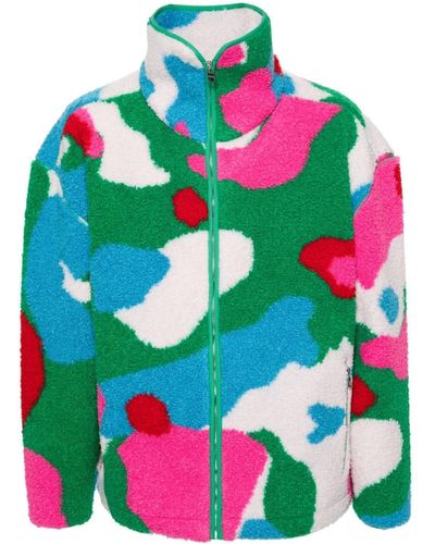 JW Anderson Abstract-Pattern Fleece-Texture Jacket - Green