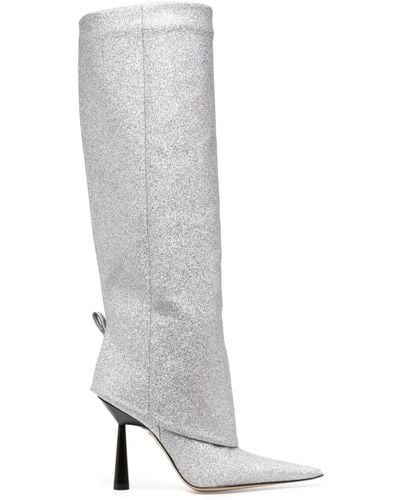 Gia Borghini Rosie 110mm Glitter-detail Boots - White