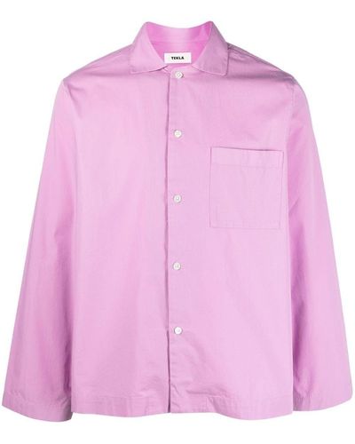 Tekla Organic Cotton Pajama Shirt - Purple
