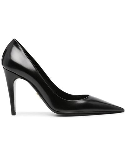 Prada 100Mm Brushed-Leather Court Shoes - Black