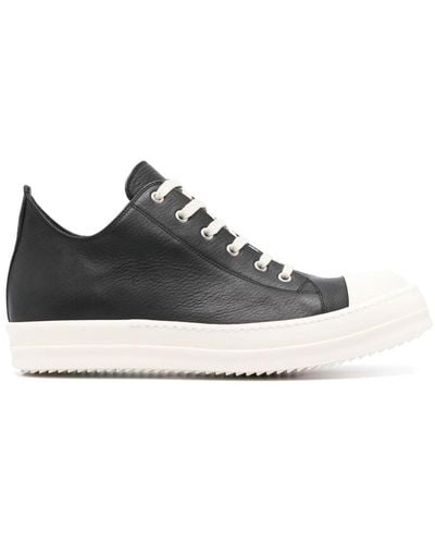 Rick Owens Contrasting-Toecap Leather Trainers - Black