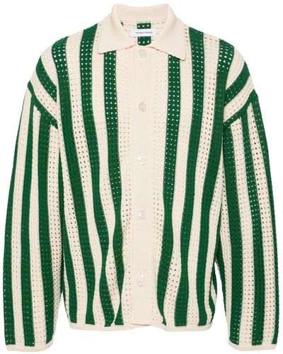 TENDER PERSON Open-Knit Striped Cardigan - Green