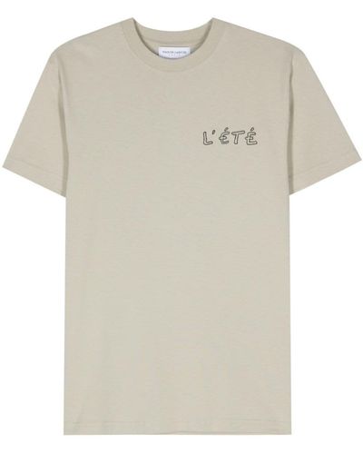 Maison Labiche Slogan-Embroidered T-Shirt - Natural