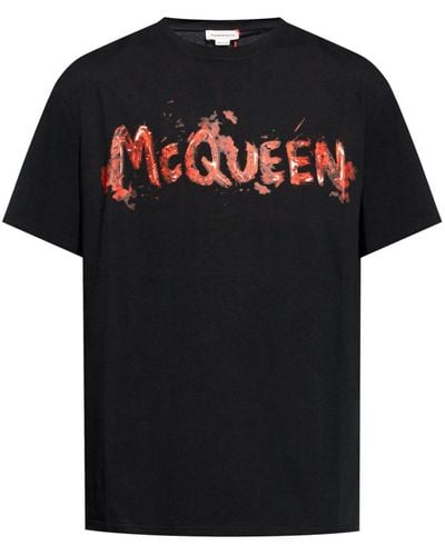 Alexander McQueen Logo-Print Cotton T-Shirt - Black