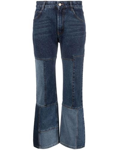 Chloé Patchwork Cropped Flared Jeans - Blue