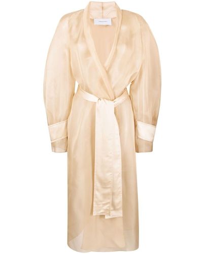 Ferragamo Semi-Sheer Silk Trenchcoat - Natural