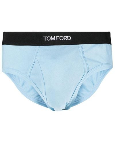 Tom Ford Logo-Waist Boxer Briefs - Blue