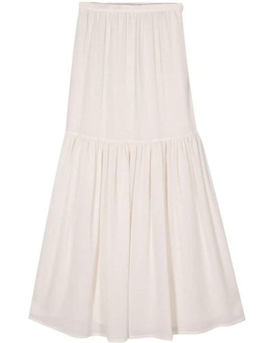 Max Mara Gathered Virgin-Wool Maxi Skirt - White
