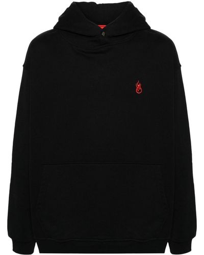 Vision Of Super Embroidered-Logo Cotton Hoodie - Black
