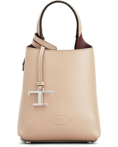 Tod's Mini Logo-Pendant Leather Bag - Natural
