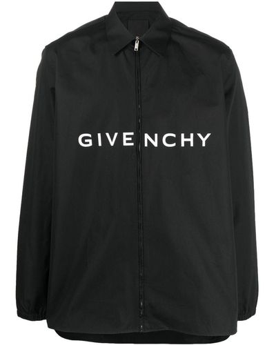 Givenchy Logo-Print Zipped Shirt - Black
