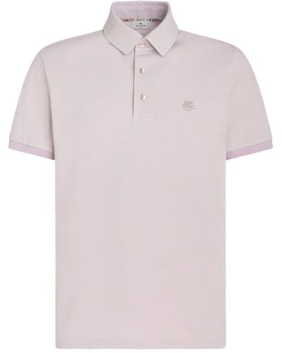 Etro Pegaso-Embroidered Cotton Polo Shirt - Pink