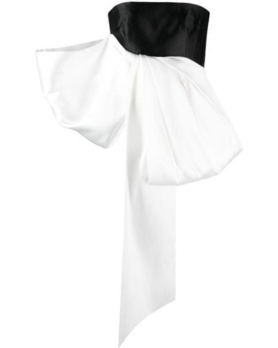 Solace London Nadina Bow-Embellished Satin Top - White