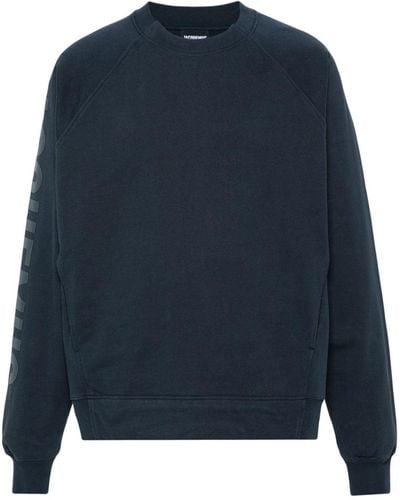 Jacquemus Le Sweatshirt Typo Logo-Print Top - Blue