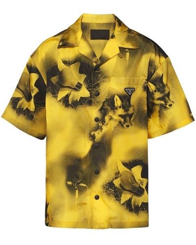 Prada Abstract-print Short-sleeve Shirt - Yellow