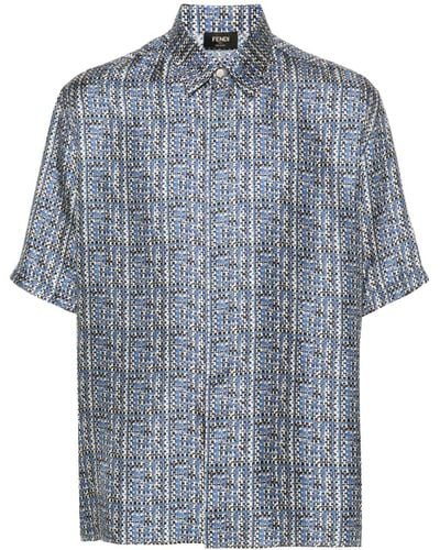 Fendi Ff-Print Silk Shirt - Blue