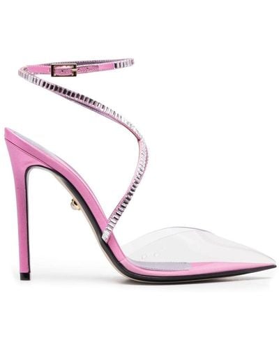 ALEVI Crystal-Embellished Calf-Leather Sandals - Pink