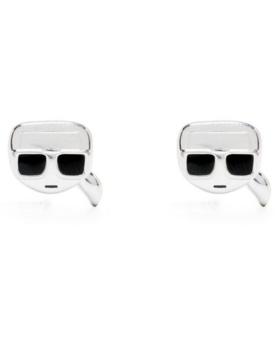 Karl Lagerfeld Ikonik Karl Stud Earrings - White