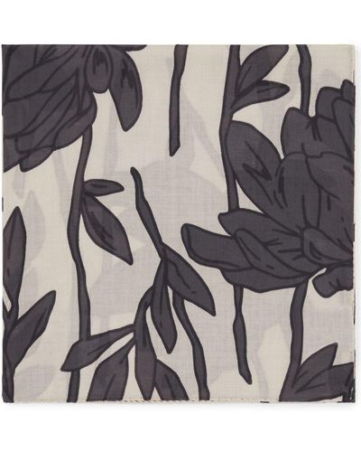 Brunello Cucinelli Leaf-Print Cotton Scarf - Natural