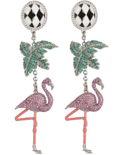 Balmain Flamingo Crystal Drop Earrings - White