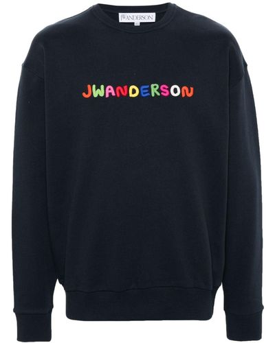 JW Anderson Logo-Embroidered Cotton Sweatshirt - Blue