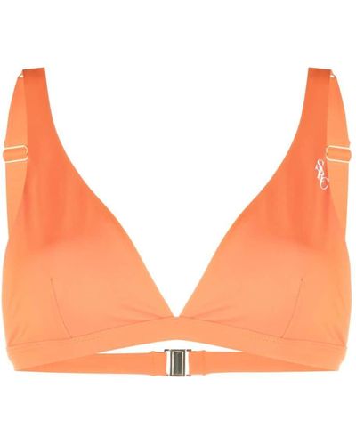 Sporty & Rich Logo-print Triangle Bikini Top - Orange