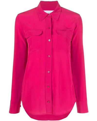 Equipment Long-Sleeve Silk Shirt - Pink