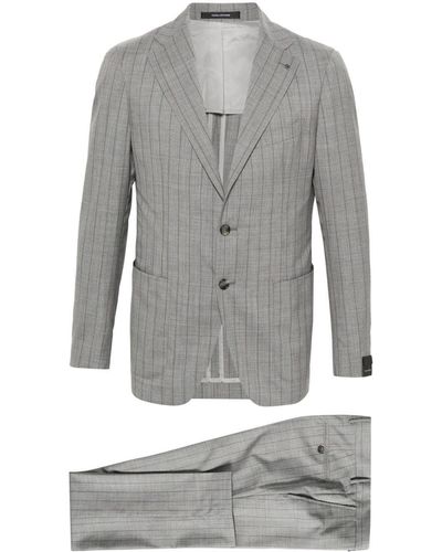 Tagliatore Striped Peak-Lapels Single-Breasted Suit - Grey
