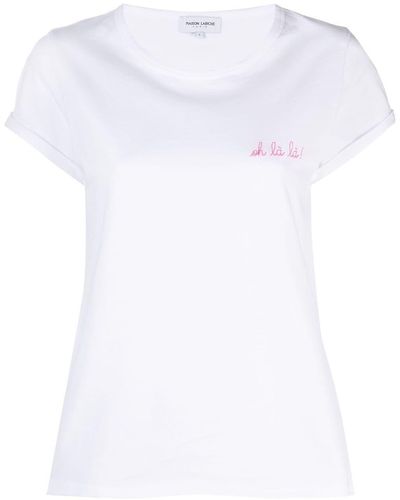 Maison Labiche Oh La La Slogan Cotton T-Shirt - White