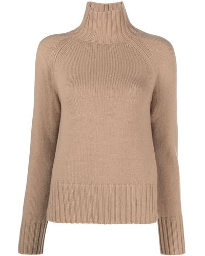 Max Mara Fine-Knit High-Neck Sweatshirt - Natural