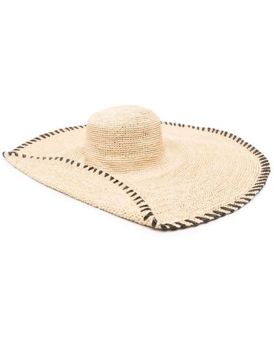 Lanvin Whipstitch-Detailing Raffia Hat - Natural