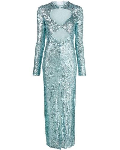 Nervi Sequin-Embellished Cut-Out Dress - Blue