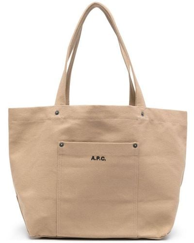 A.P.C. Thais Logo-Embroidery Tote Bag - Natural