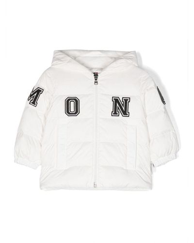 Moncler Logo-Patch Hooded Padded Jacket - White