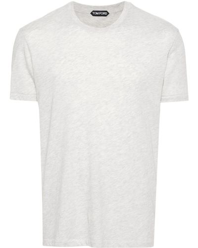 Tom Ford Logo-Embroidered Mélange T-Shirt - White