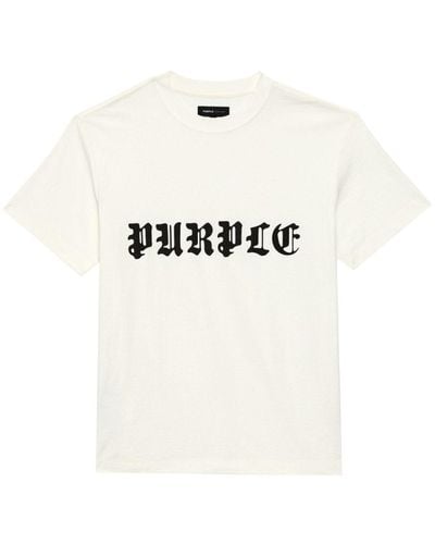 Purple Brand Brand Gothic Wordmark Cotton T-Shirt - White
