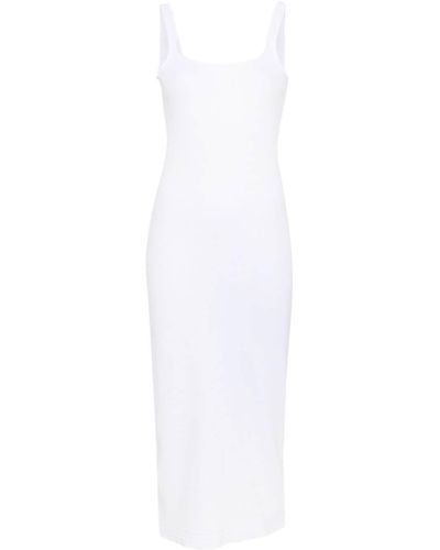 Chloé Ruffled Stretch-Cotton Dress - White
