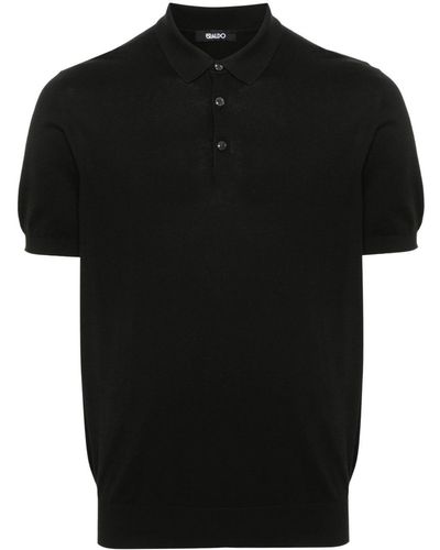 Eraldo Knitted Cotton Polo Shirt - Black
