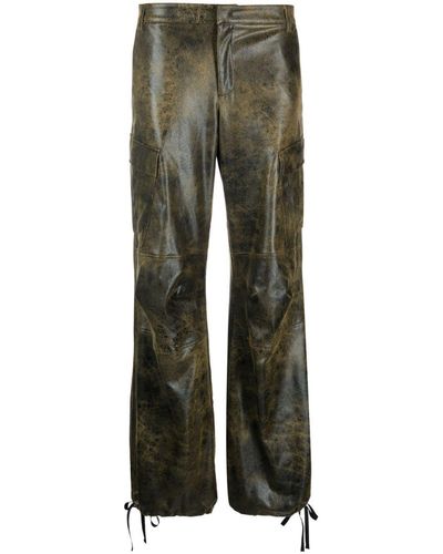 ANDAMANE Distressed-Effect Tapered Trousers - Green