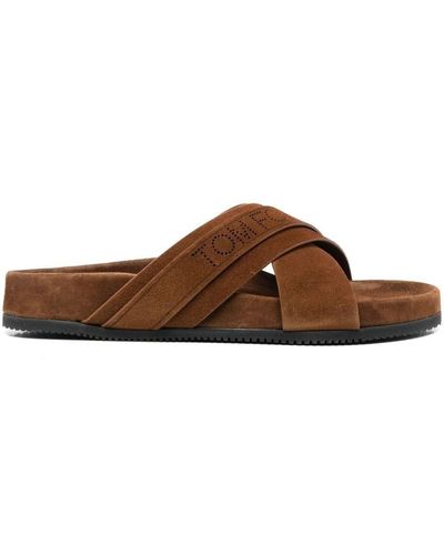 Tom Ford Wicklow Logo Suede Sandals - Brown