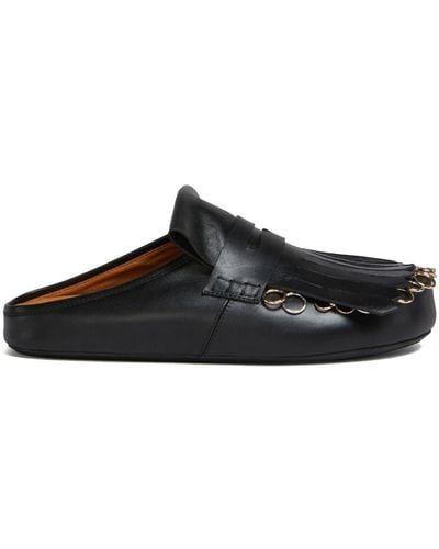 Marni Fringed Leather Sandals - Black