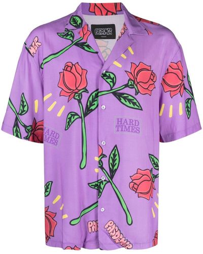 PAS DE MER Hard Times Rose-Print Shirt - Purple