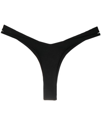 Mugler Double-Layer High-Cut Bikini Bottoms - Black
