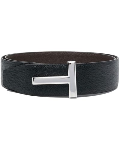 Tom Ford T Logo-Buckle Leather Belt - Black