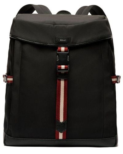 Bally Stripe-Detail Buckled Backpack - Black